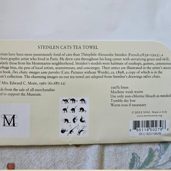 Le Chat Noir Tea Towel Metropolitan Museum Of Art MMA Black Cat Bowl Pail Jar Ca - Picture 4 of 5